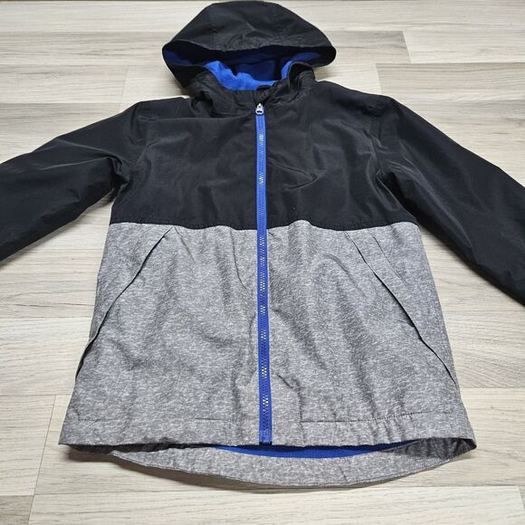 Wonder Nation Boys Jacket Black Gray Zip Up Medium Hooded - Picture 3 of 9